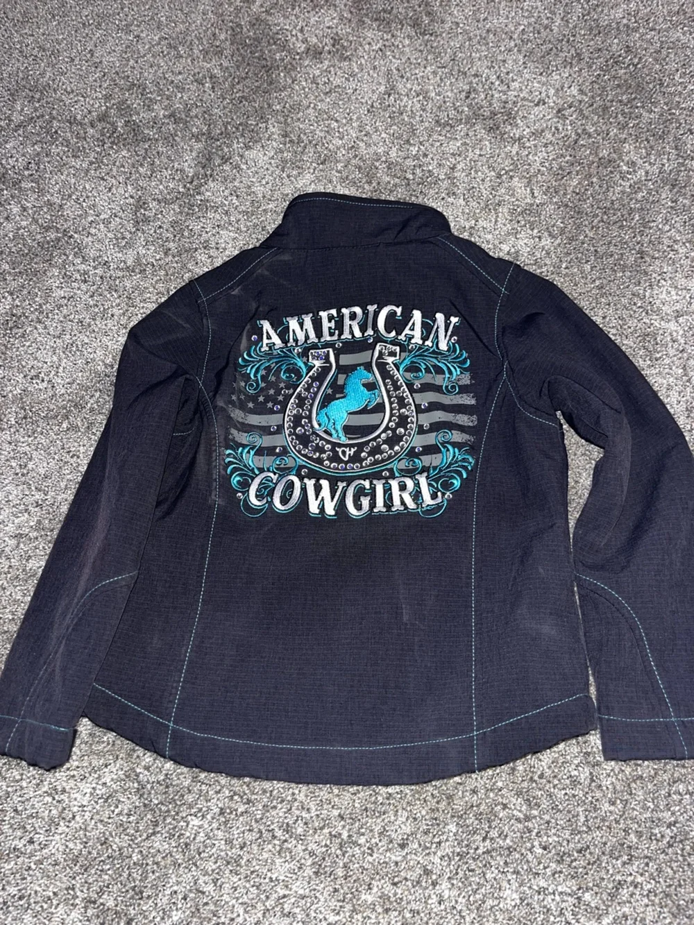 Cowgirl Hardware Gray Turquoise American Midweight Jacket 5t Euc